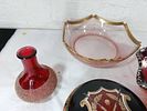 Glass and Ceramic Home Decor Items. Four glass and ceramic home decor items, including a red Image - 3