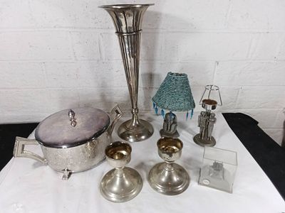 Silver Plated and Pewter Decorative Lot. Lot contains a variety of silver plated and pewter 