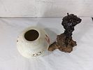 Home Decor Lot with Ceramic Vase and Sculpture. Home decor lot featuring a circular ceramic vase Image - 2