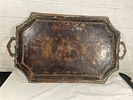 Rectangular Copper Serving Tray with Handles. Rectangular copper serving tray featuring raised Image - 1