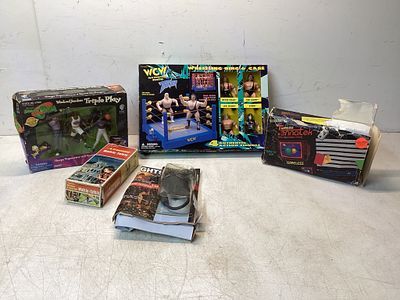 Toys and Electronics. Vintage toys and electronic items. Includes: 1) WCW Wrestling Ring & Cage 