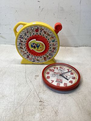Vintage Mattel See âN Say and Disney Clock. Two items: (1) A Mattel See 'N Say educational toy 
