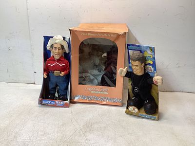 3 Collectible Dolls and Figures. Three collectible items: (1) A George W. Bush 'Country 