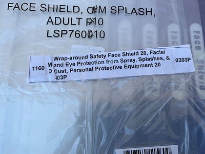 Pack of 10 Adult Chemical Splash Face Shields. Pack of 10 adult-sized chemical splash face 