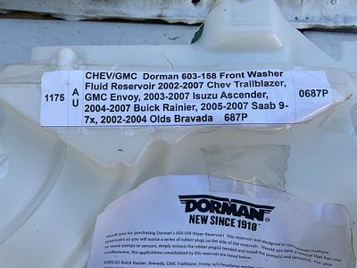 Dorman Windshield Washer Fluid Reservoir. Dorman 603-158 front windshield washer fluid reservoir 