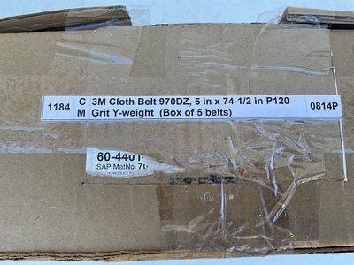 3M Cloth Belt 970DZ, 5 in x 74-1/2 in, Box of 5. Box containing five units of 3M Cloth Belt 