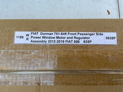 FIAT 500 Front Passenger Window Motor Assembly. FIAT Dorman 751-649 front passenger side power 