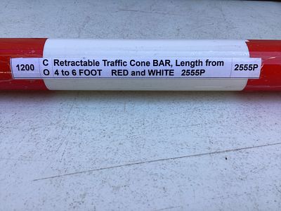 Retractable Traffic Cone Bar, Red and White. Retractable traffic cone bar with a length 