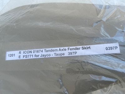 ICON Tandem Axle Fender Skirt for Jayco. ICON model 01674 tandem axle fender skirt in taupe 