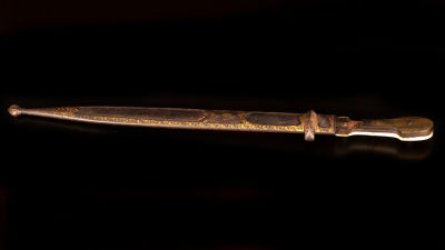 Caucasian gold inlay kindjal dagger - 18th-19th century. blade of the dagger forged from steel. 