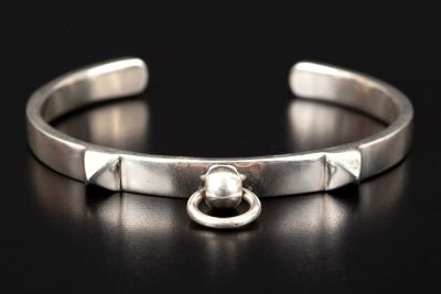 Silver bracelet made by HERMES. Stylish cuff bracelet made by HERMES, crafted from sterling 