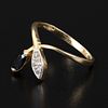 14K Gold, Sapphire and Diamond Ring. a lovely ring containing one marquise shape mixed cut Image - 1