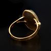 Vintage 14K Yellow Gold and Gemstone Ring. containing one oval shape cabochon cut malachite Image - 3