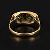 Antique 18K Gold and Demantoid Garnet Ring. containing two round brilliant cut Russian demantoid Image - 2