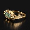 Antique 18K Gold and Demantoid Garnet Ring. containing two round brilliant cut Russian demantoid Image - 3