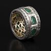 Gold, Silver, Emerald and Diamond Ring. containing eight oval shape mixed cut emeralds weighing Image - 6
