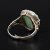 Vintage Chinese Silver and Jaddeite Jade Ring. an adjustable size ring containing one carved Image - 2