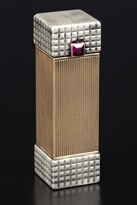 Hermes Paris, Antique Silver and 18K Gold Lipstick Case. a lovely and unique lipstick case 