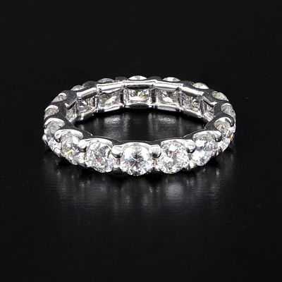 14K White Gold and 3 Carat Diamond Eternity Ring. containing 16 round brilliant cut diamonds 