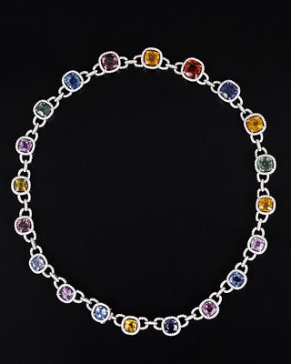 Fabulous 18K Gold, Sapphire and Diamond Necklace. a rare and special collector's item, this 18K 