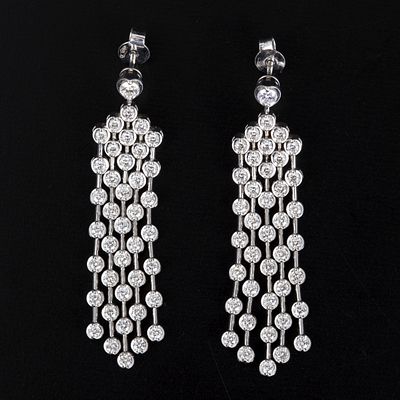 14K White Gold and 2.75 Carat Diamond Earrings. a lovely pair of earrings constructed in a 