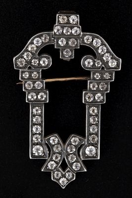 Antique 14K Gold, Silver and Diamond Brooch signed 56. the piece of jewelry can be worn as 
