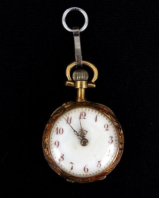 LeCoultre Antique 18K Gold and Diamond Pocketwatch. 24 mm case diameter pocketwatch, with white 