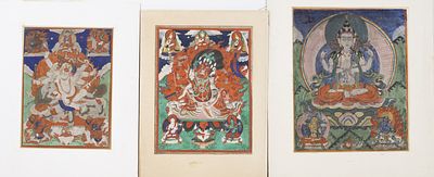 A collection of old Tibetan Thangkas depicting Buddha and guardian demons - Qing Dynasty (1644-1911)