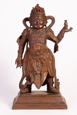 Massive Finely Crafted Chinese Bronze Sculpture Depicting One of the Four Heavenly Guardians 