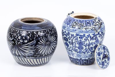 A pair of vases made of blue-white porcelain, (Qing Dynasty 1644-1911). A pair of blue-white 