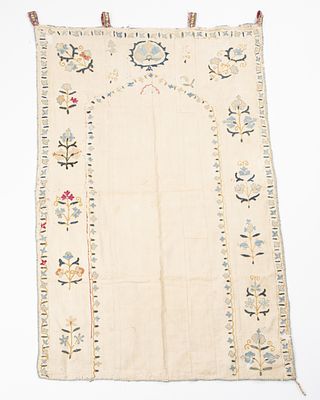 Old Susani embroidery in light tones, Uzbekistan, late 19th century, early 20th century. A 