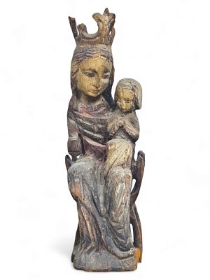 "The Madonna and Child" - a carved wooden Christian figure. A Christian figure hand-carved by an 