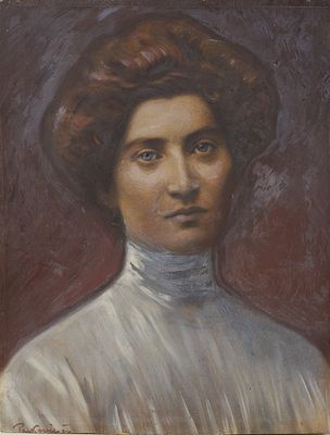 "Woman with a white shirt" European painting early twentieth century. Painting depicting a 