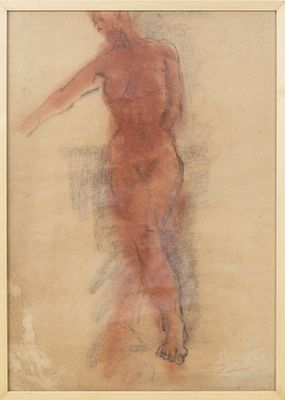 Eugeniusz Zak (1884-1926) - Nude. Colored charcoal and chalk drawing depicting a nude female 