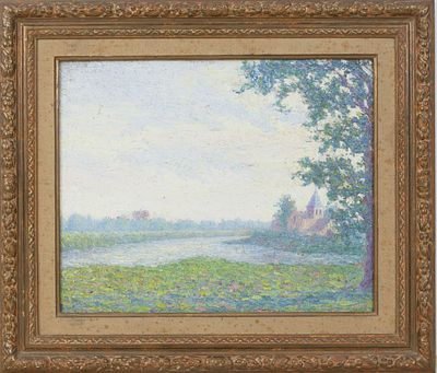 Impressionist school "pastoral landscape" Europe (France?) early 20th century. A landscape 