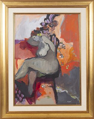 Yitzhak Tarkai (1935-2012, Yugoslavia-Israel) Nude. A large painting depicting a female nude on 