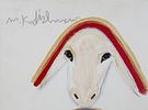 Menashe Kadishman (1932-2015) A pair of sheep. A painting depicting a pair of sheep decorated Image - 1
