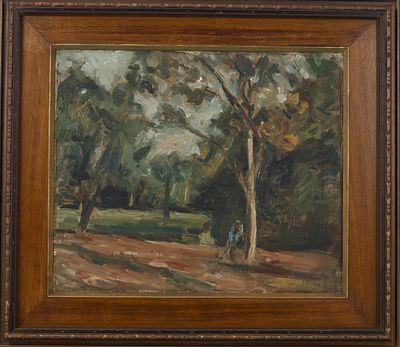 Zvi Shur (1898-1979, Ukraine-Israel) A figure in the forest. A picture depicting the figure of a 