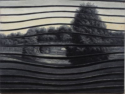 Shy Kun (b. 1974) "Vision". A picture depicting a landscape in black and white fragmented into 