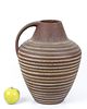 Ceramic art - over sized . Decorated with a striped motif in shades of brown, black and white Image - 1