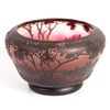Daum Nancy Glass Vase Decorated w/ Pastoral Landscape. Daum Nancy vase made of burgundy glass Image - 1