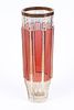 Bohemian vase decorated with gilding 19th c. An impressive and tall vase with a ribbed Image - 2