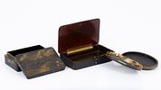 Three small ornamental boxes/tobacco, wood and hand painted lacquer, Europe 18th century early Image - 2