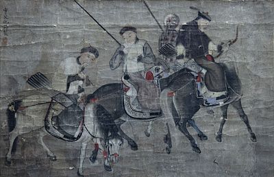 ציור מרשים, סין, שושלת צ׳ינג (1644–1912). דיו ושמן על נייר עבדות יד 
מוצמד למשי. 
מידות: 54X36 