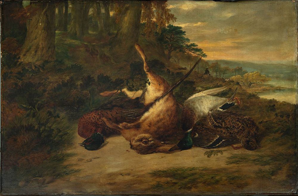 Circle of Jean-Baptiste Oudry (1686-1755), Hunting Trophy. Oil on canvas 
Illegibly signed 