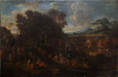 North Italian School (18th Century), Rustic Scene. Oil on canvas 
ca 1700 
78 x 117 cm 