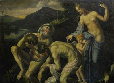 After Francois Perriere (1594-1650), The Deification of Aeneas. Oil on wood panel 
79 x 59 cm 