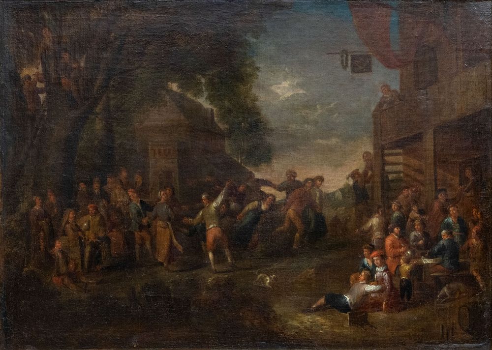 In the Manner of David Teniers the Younger (18/19th Century Flemish School), Peasant Fair. Oil 