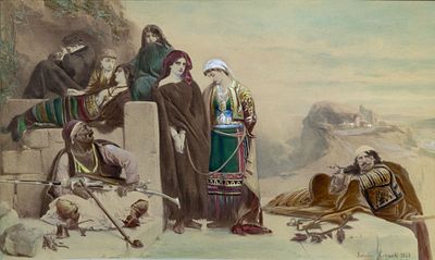 Jaroslav Cermak (1831-1878), The Spoils of War - Study. Watercolor on lithograph 
1868 
Signed 