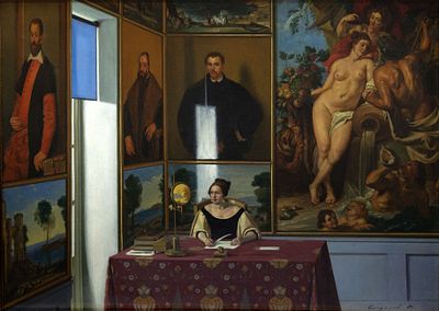 Nikolai Pavlovich‎ Sidorov (b. 1960), Woman Writing a Letter. Oil on canvas 
1996 
Signed (lower 